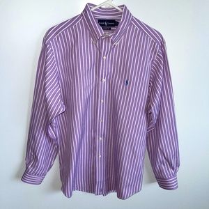 Ralph Lauren Classic Fit Lilac with white stripes dress‎ shirt size 16, 34/35